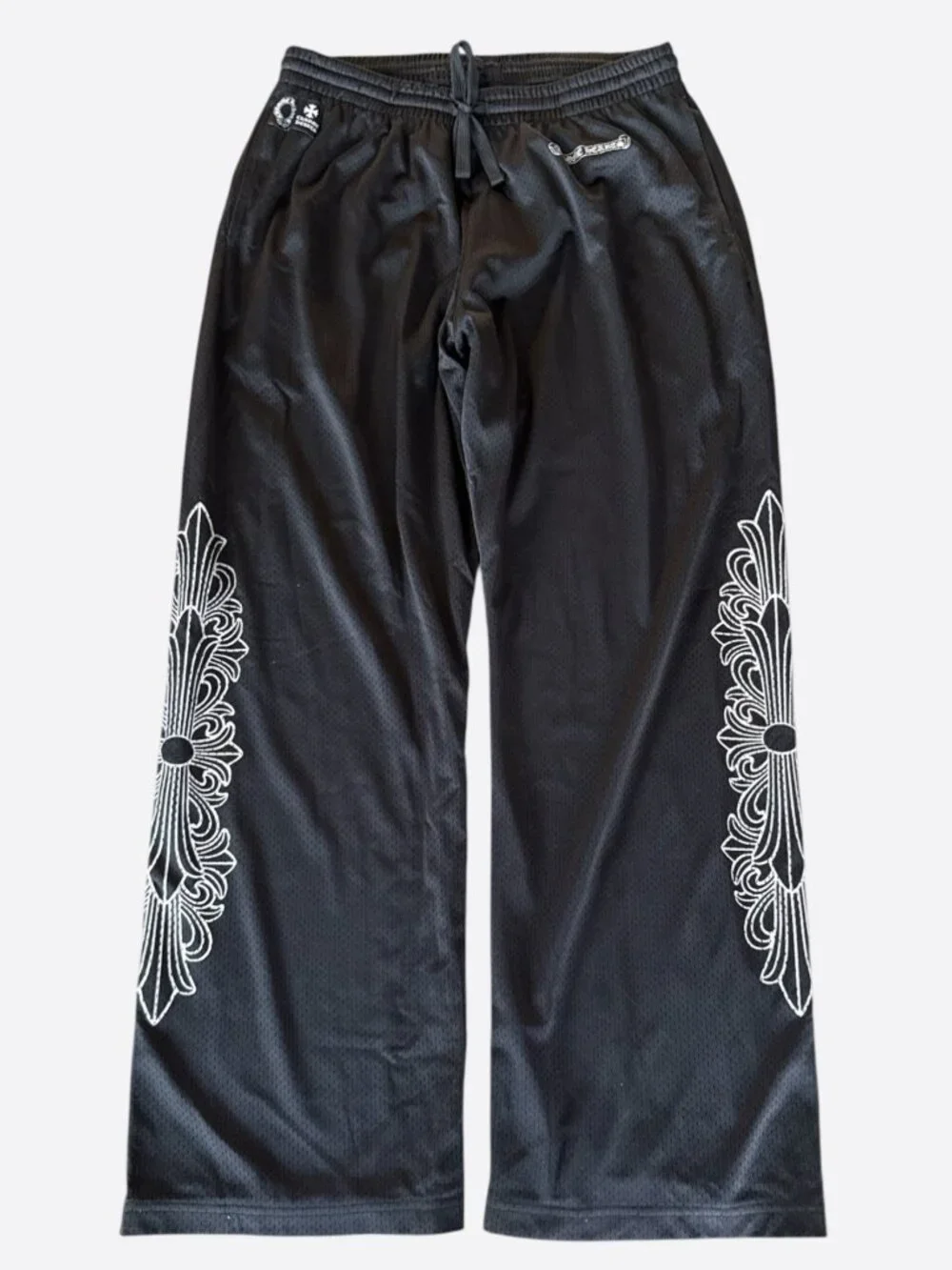 Chrome Hearts Black & White Floral Nylon Mesh Trackpants